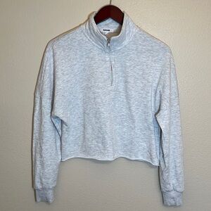 GARAGE Light Gray Cropped Pullover Sweatshirt